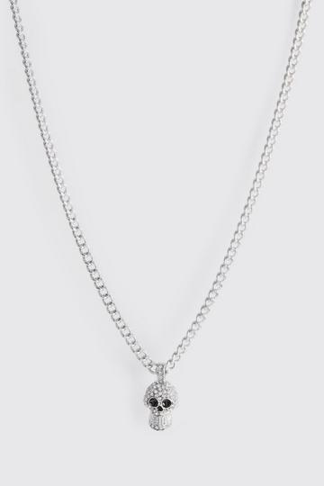 Iced Skull Necklace silver