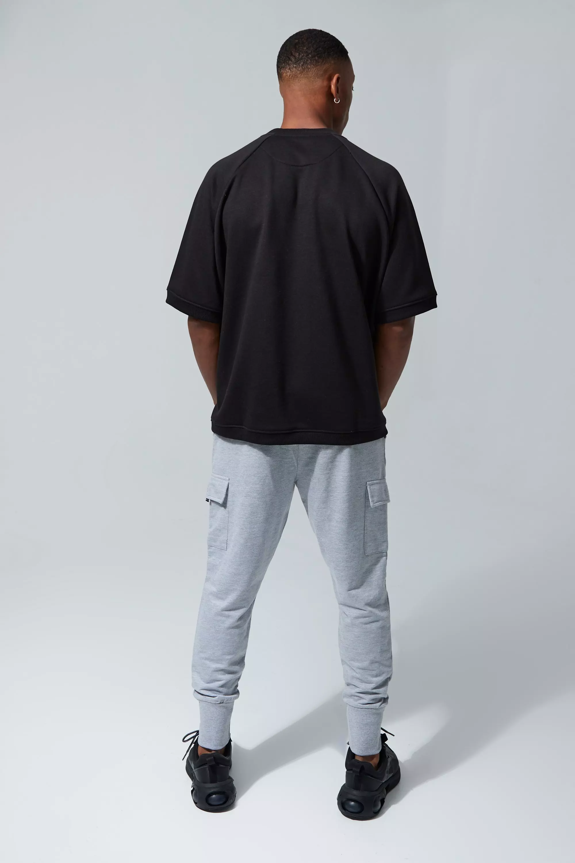 Grey marl Man Active Deep Rib Cuff Cargo Jogger alternative image