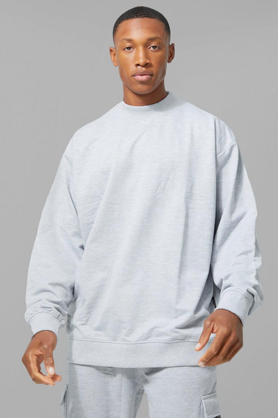Man Active Oversize Sweatshirt, Grey marl image number 1