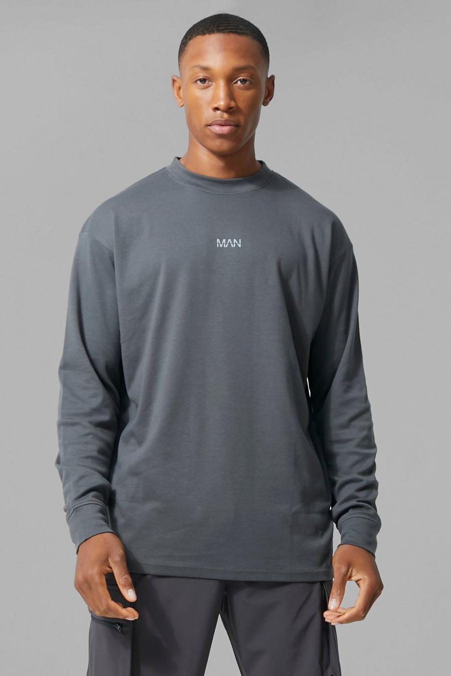 Charcoal Man Active Oversized Long Sleeve T-shirt image number 1