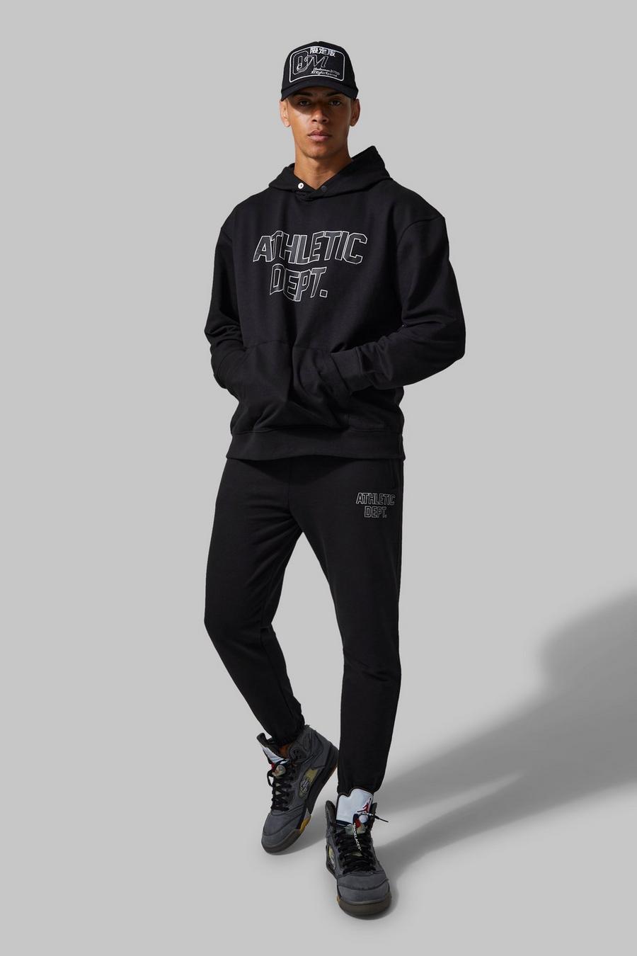 Black Man Active Oversize Athletic Hooded Tracksuit