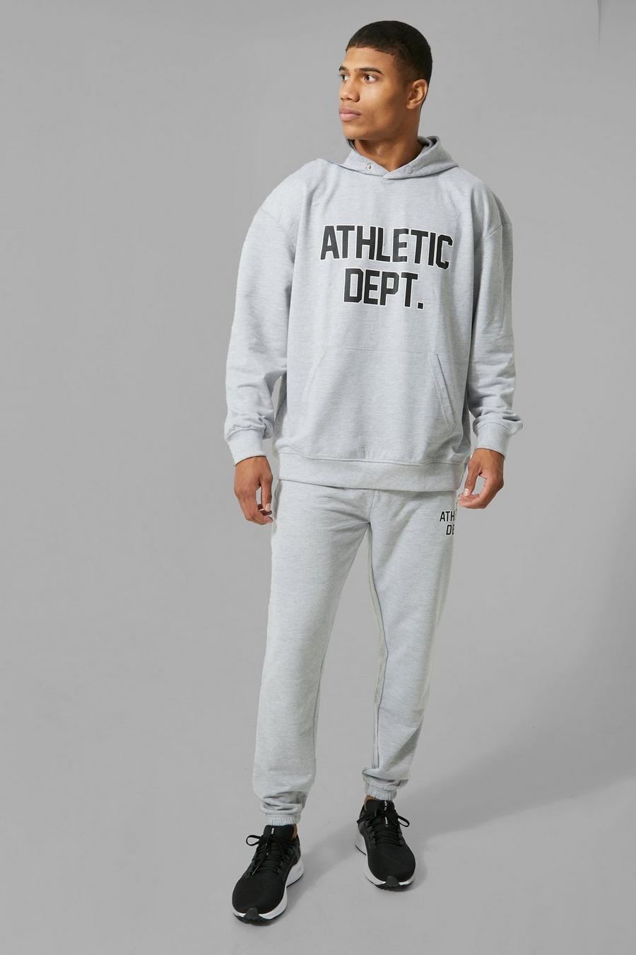 Grey marl Man Active Oversize Athletic Hooded Tracksuit image number 1