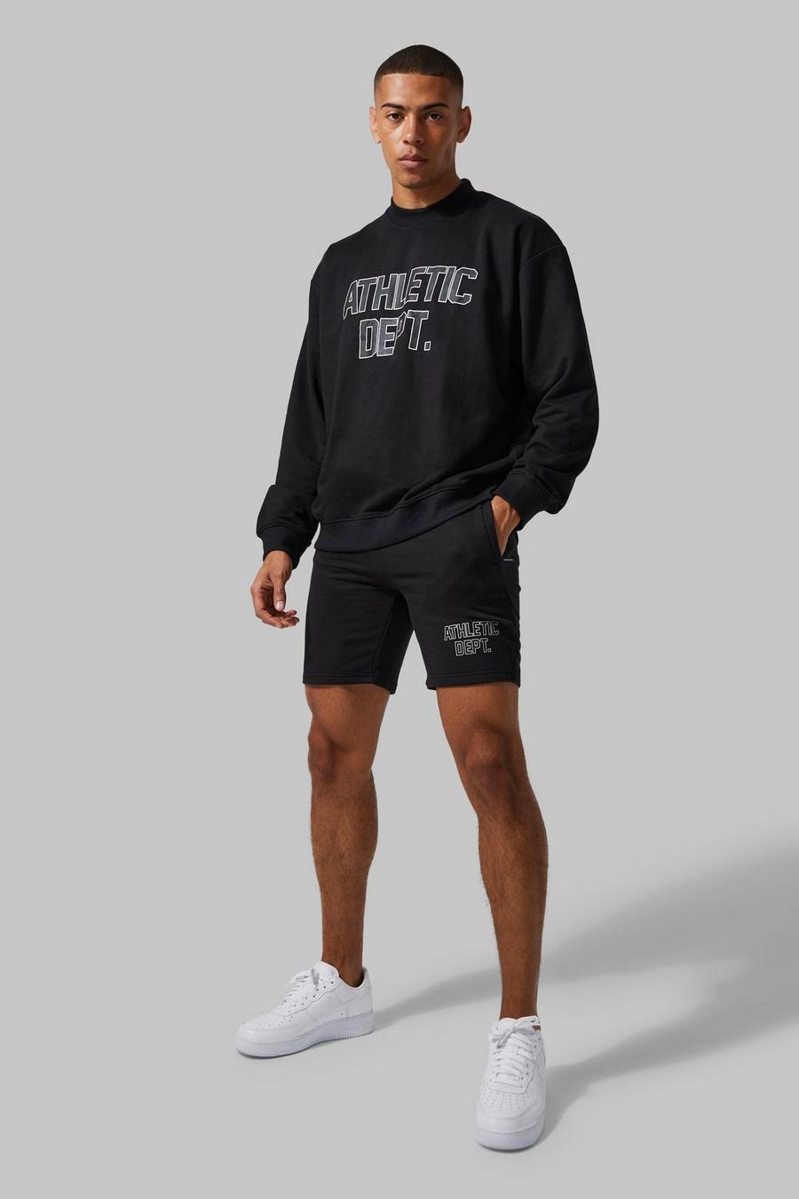 Black MAN Active Athletic Oversized träningsoverall med sweatshirt image number 1