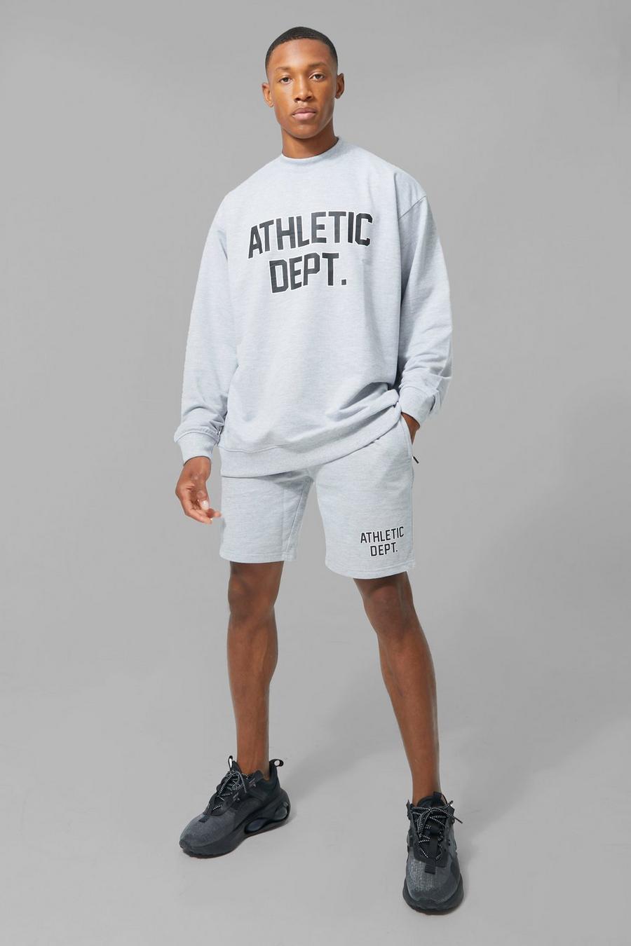 Grey marl MAN Active Athletic Oversized träningsoverall med sweatshirt image number 1