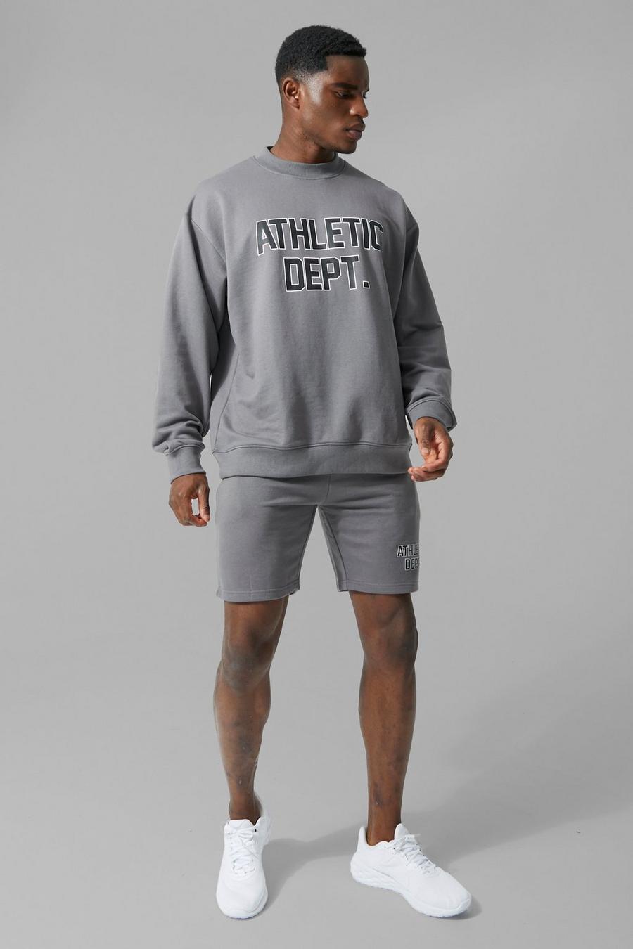 Charcoal grå Man Active Oversized Athletic Sweat Tracksuit