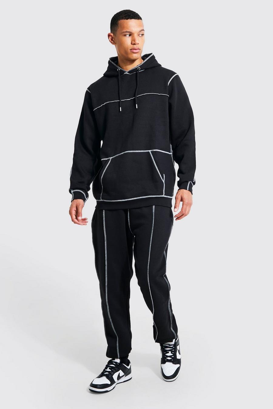 Tall Trainingsanzug mit Kontrast-Naht, Black image number 1