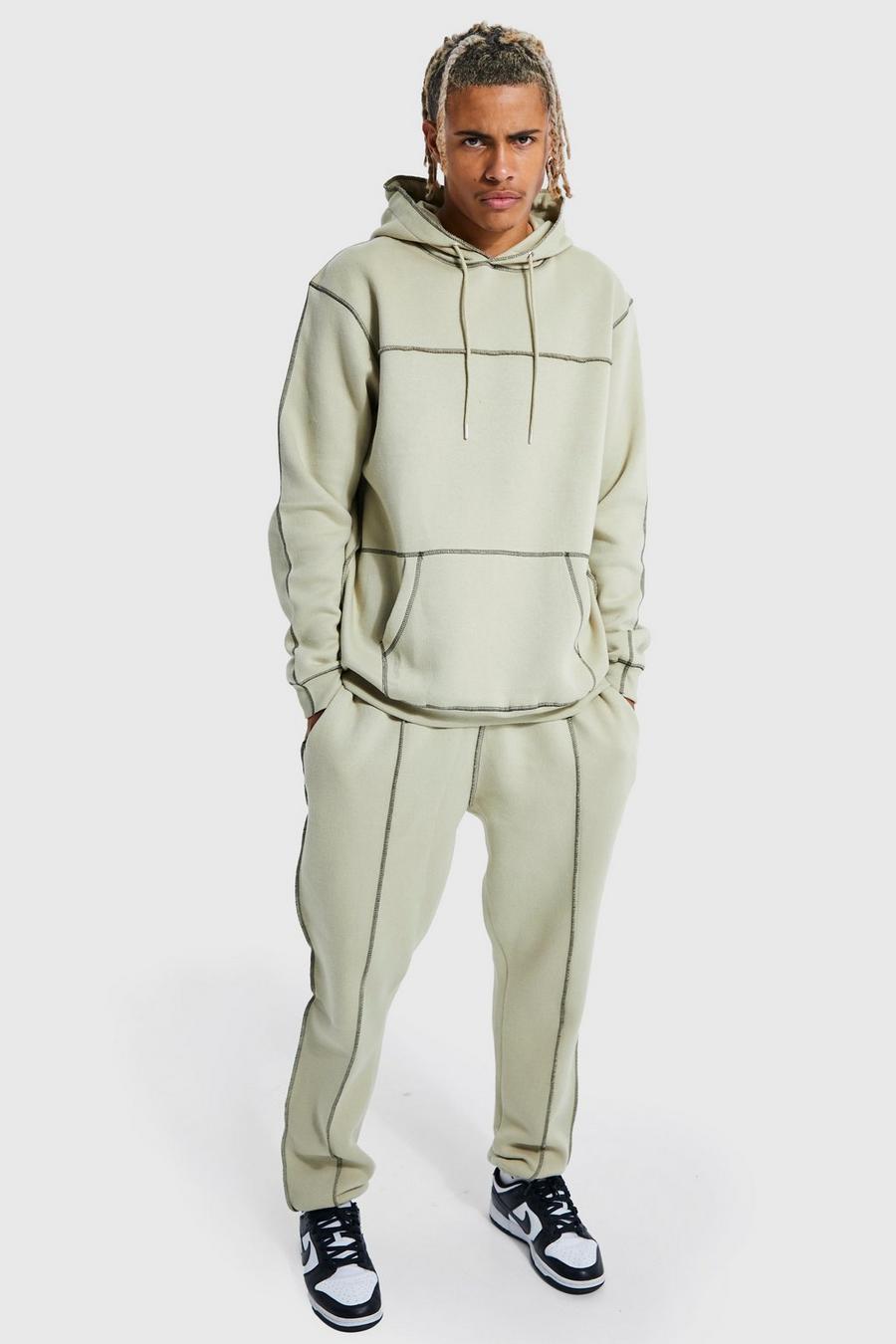 Sage green Tall Contrast Stitch Regular Fit Tracksuit  image number 1