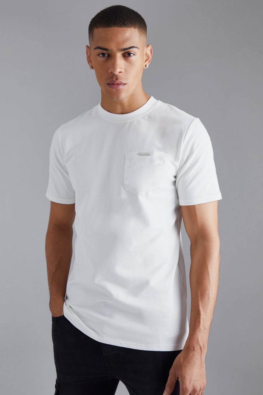 White Sateen Pocket Slim Fit T Shirt image number 1