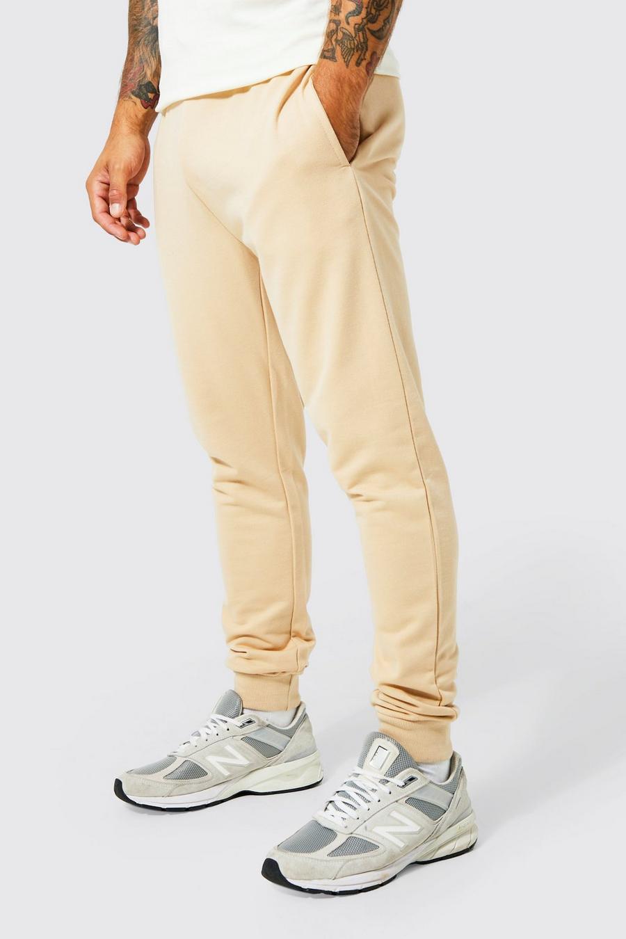 Pantalón deportivo básico súper pitillo, Sand beige