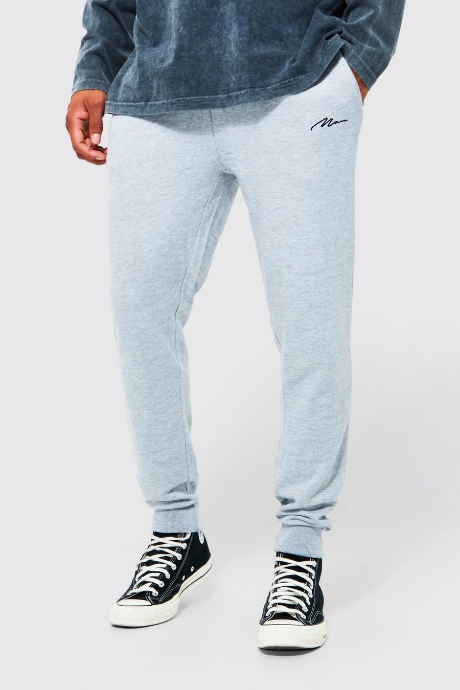 Pantaloni tuta Super Skinny Fit con firma Man, Grey marl image number 1
