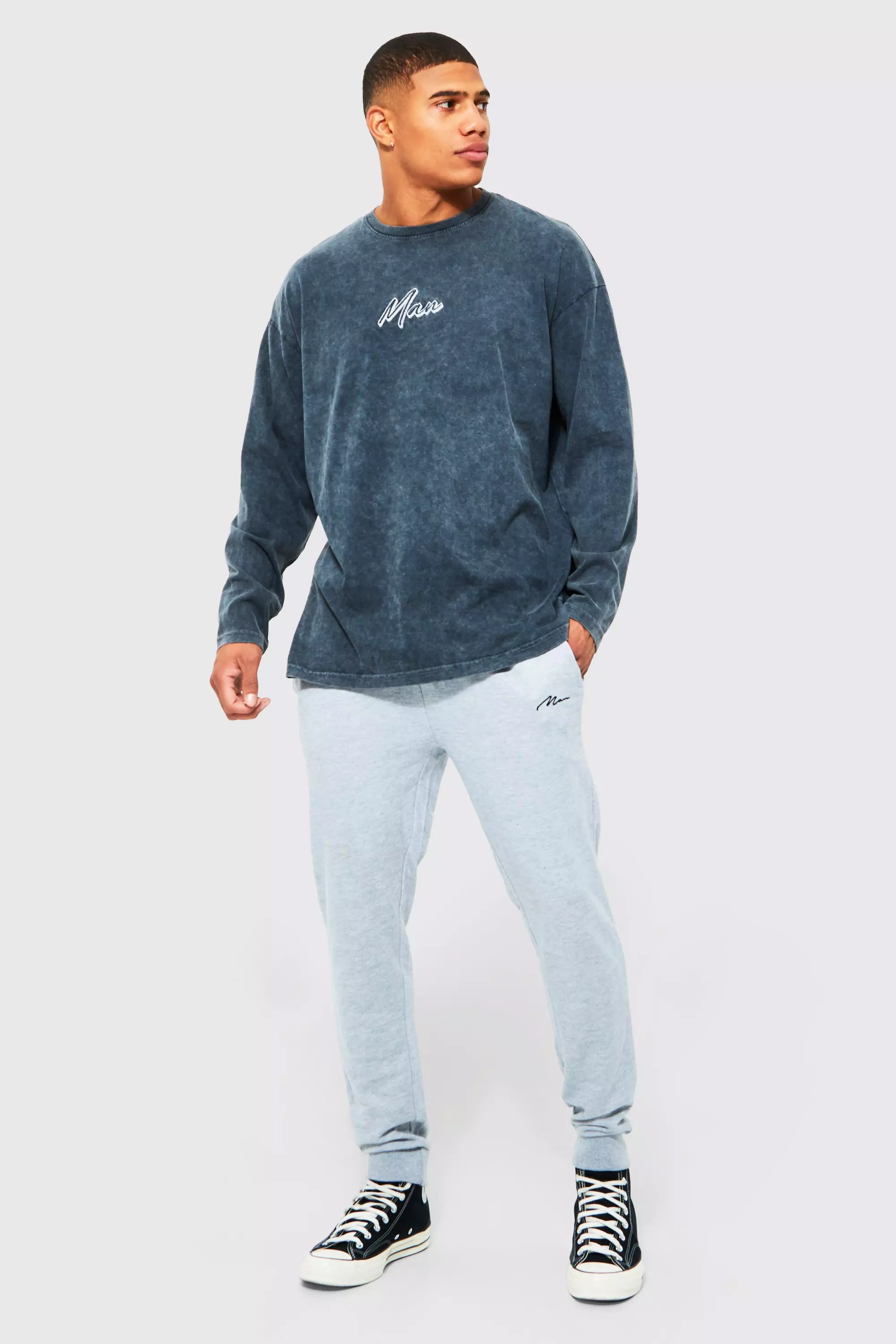 Grey marl Man Signature Skinny Fit Jogger alternative image