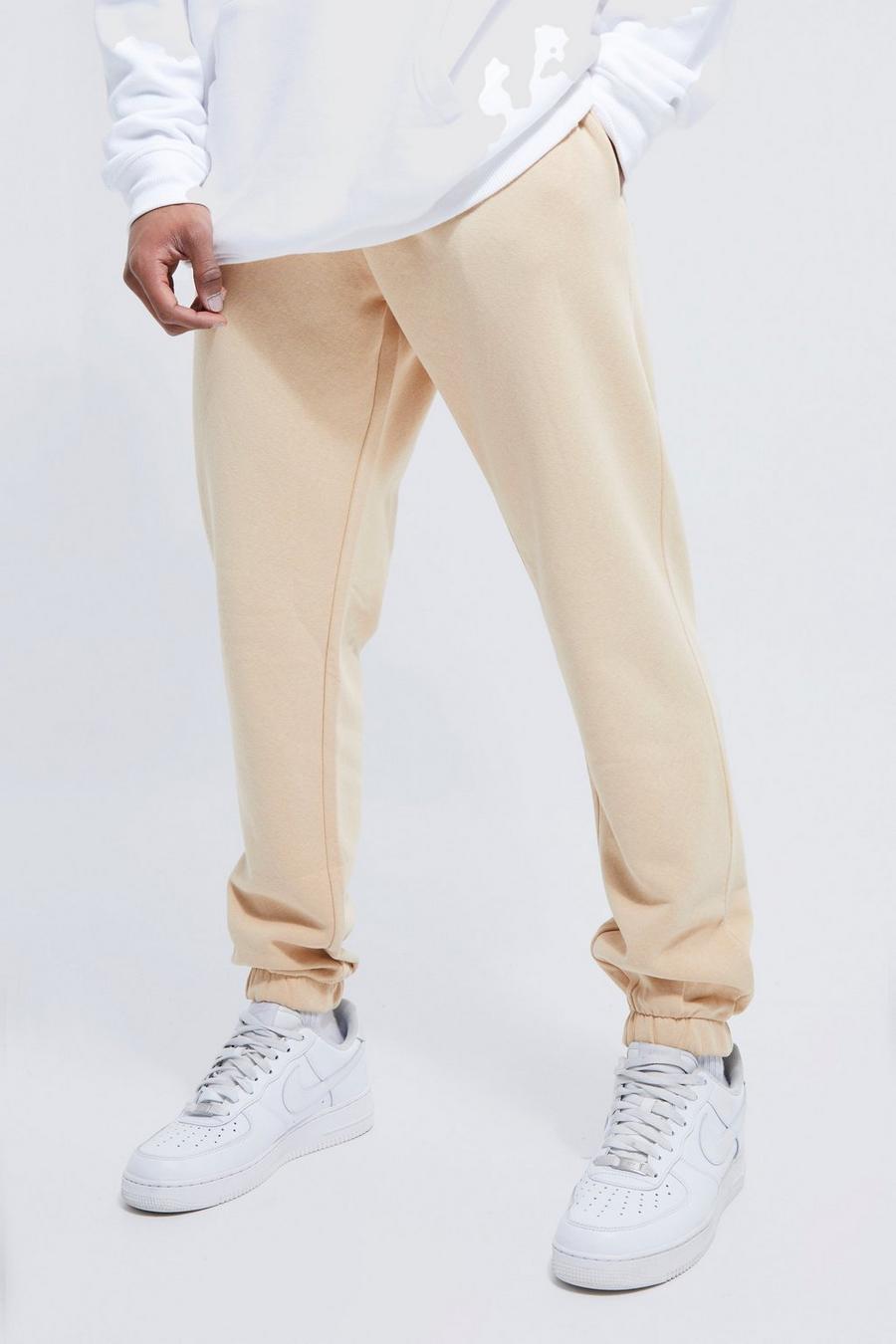 Pantalón deportivo básico ajustado, Sand beige