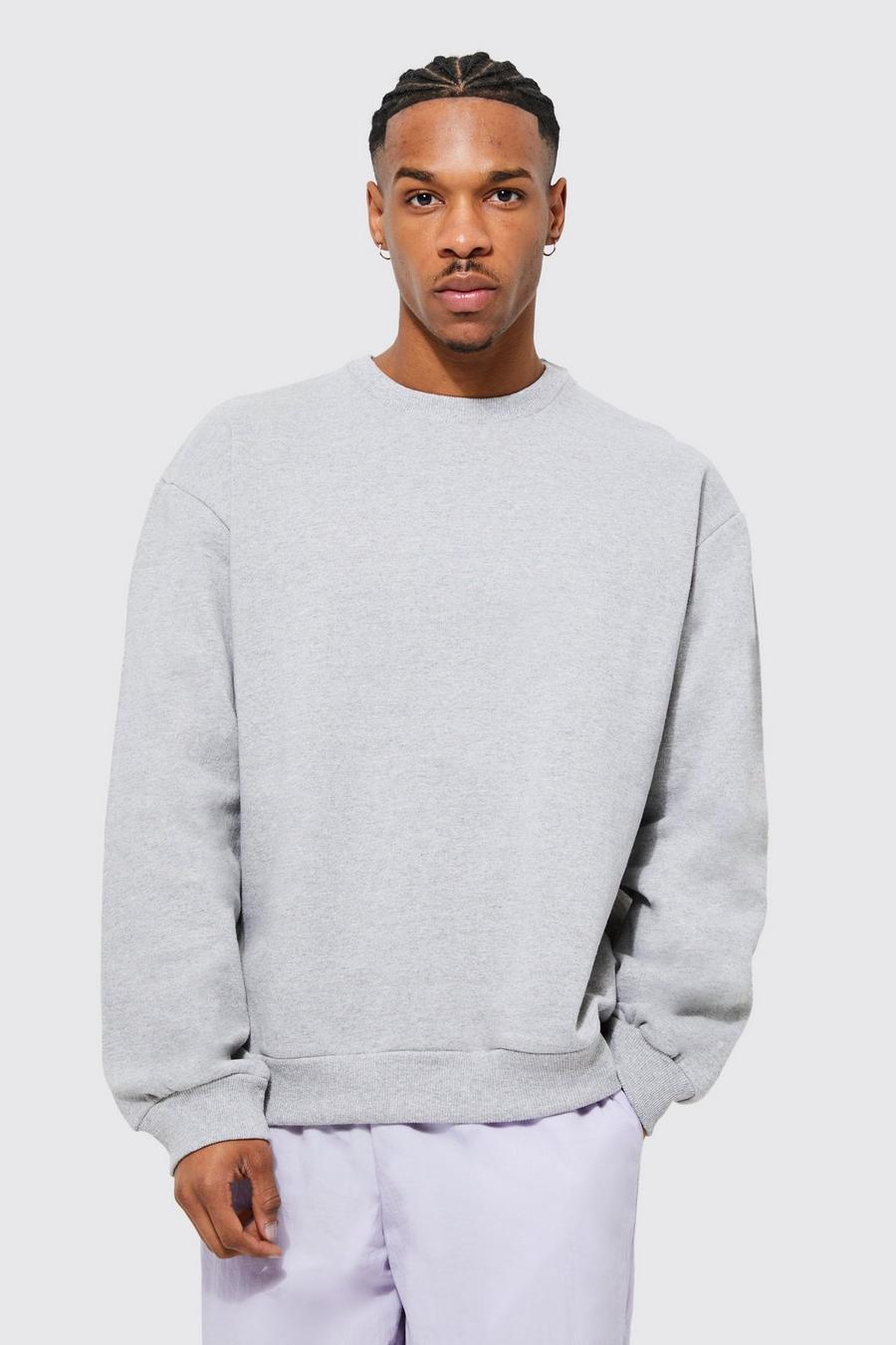 Grey marl Basic Oversized Extended Neck Boxy Sweatshirt