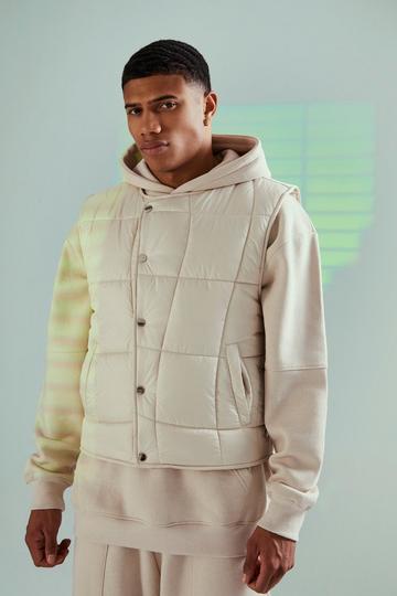 Boxy Quilted Popper Gilet stone