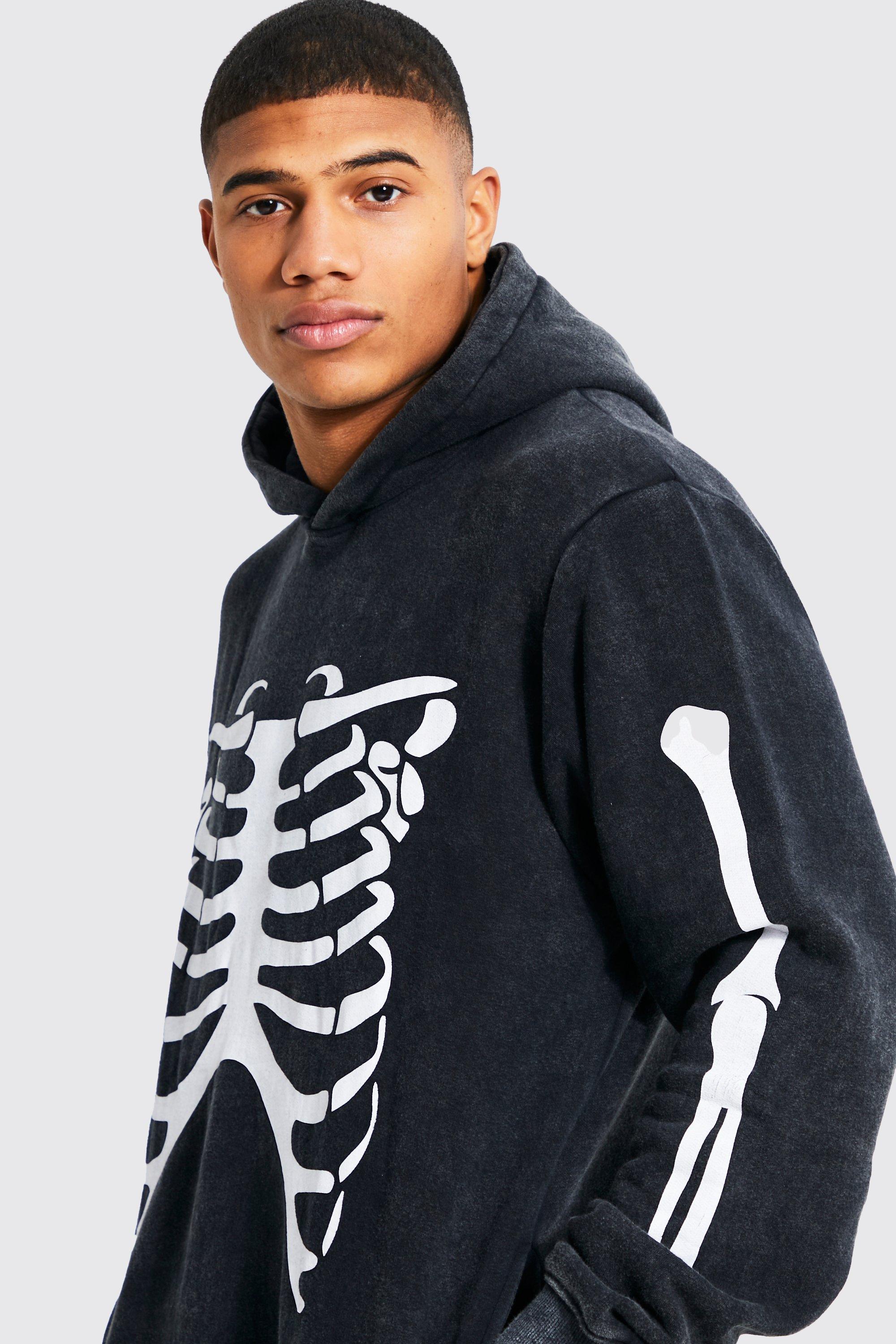 Men's Acid Skeleton Hoodie | Boohoo UK