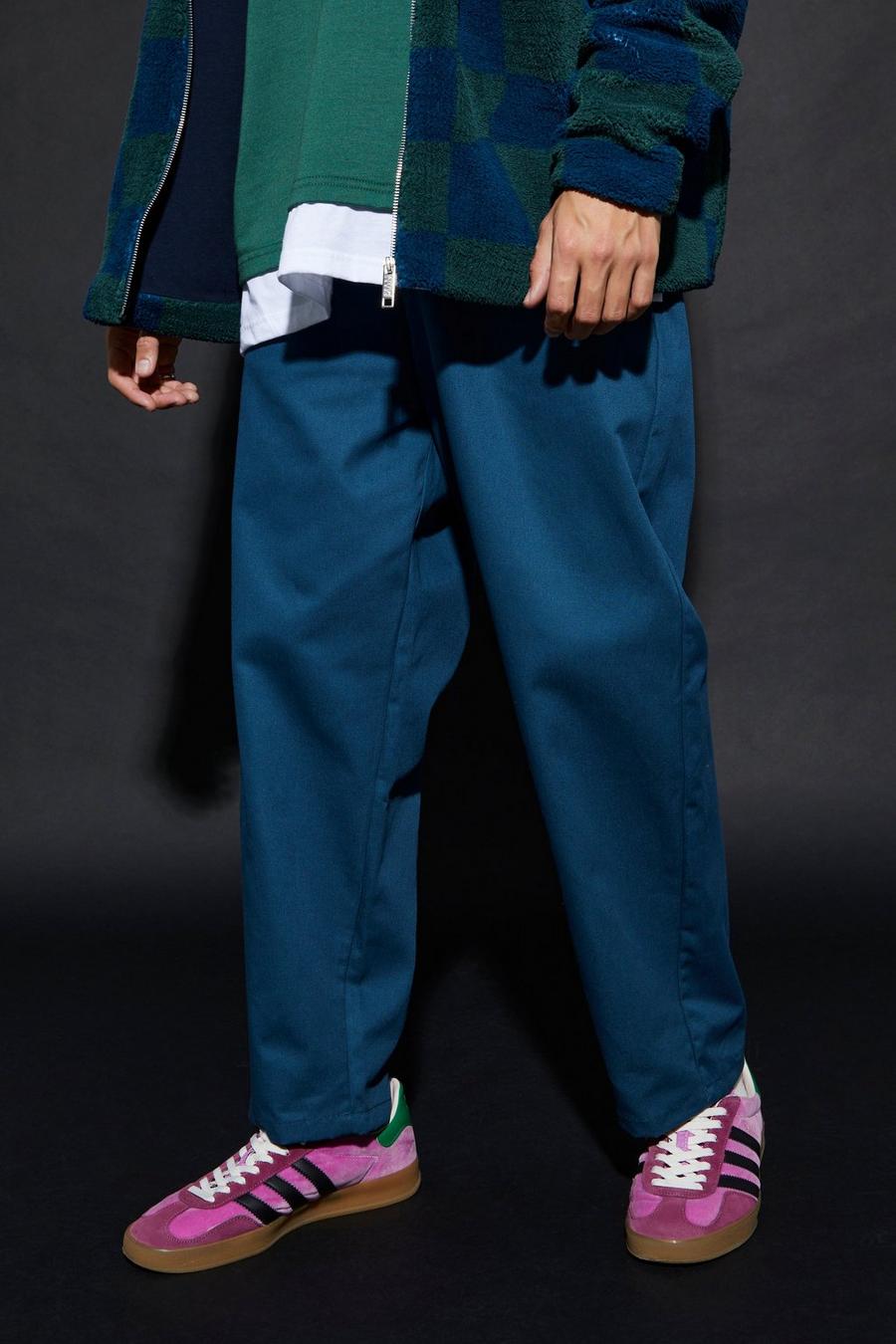 Navy marineblau Fixed Waist Skate Fit Cropped Chino Trouser