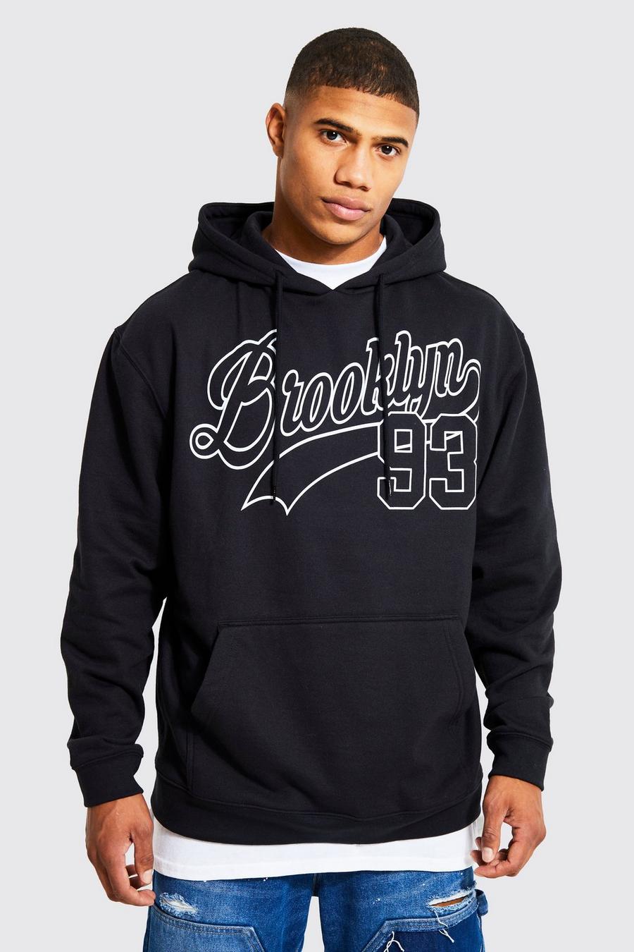 Black Brooklyn Oversize hoodie i varsitystil image number 1