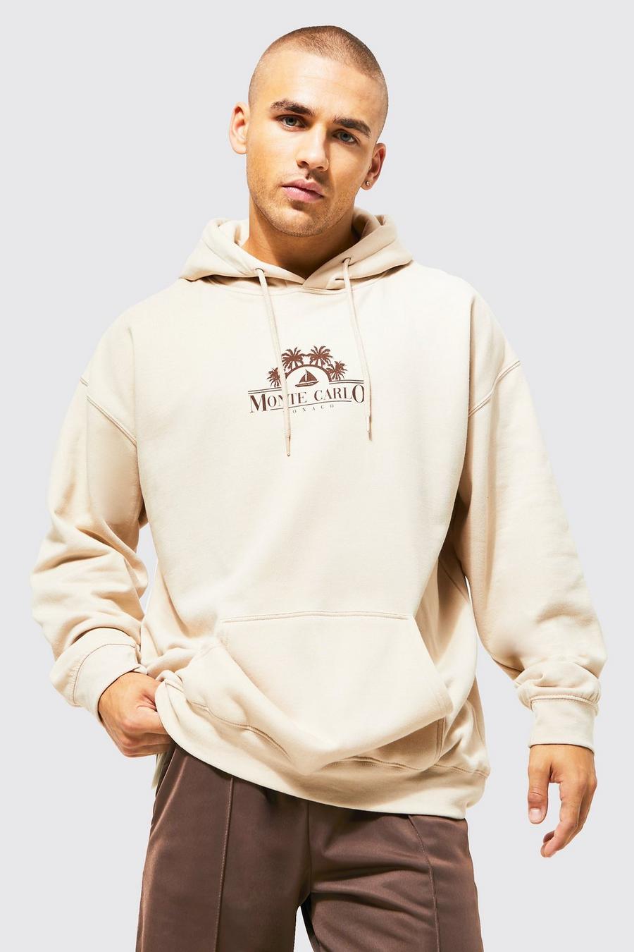 Sand Oversized Monte Carlo Graphic Hoodie image number 1