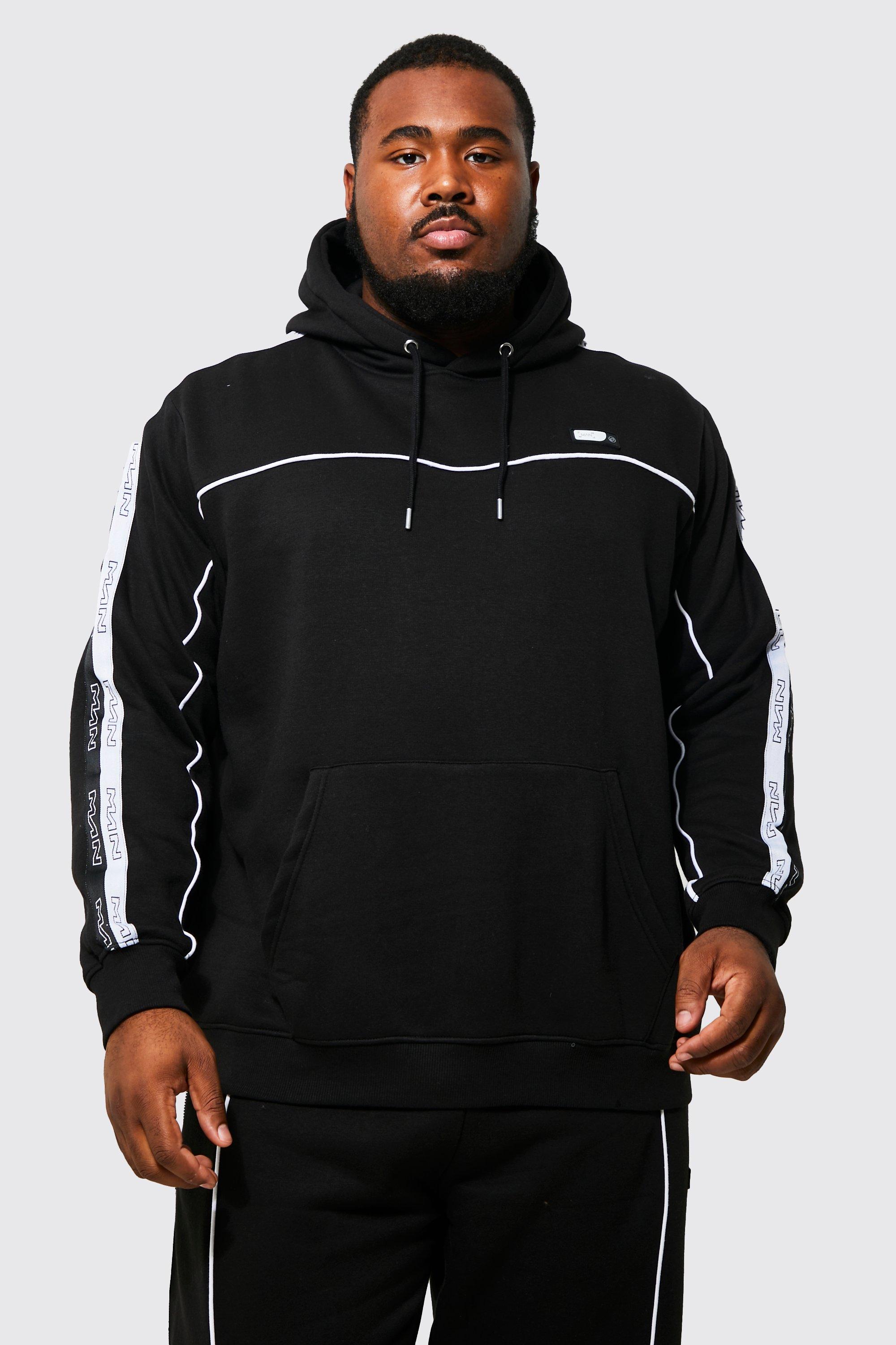 Plus Man Side Tape Hooded Tracksuit boohoo