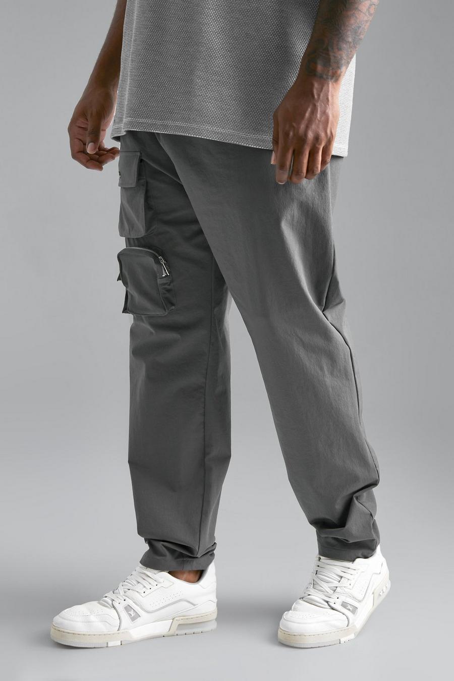 Dark grey Plus Zip Detail Slim Fit Trousers image number 1