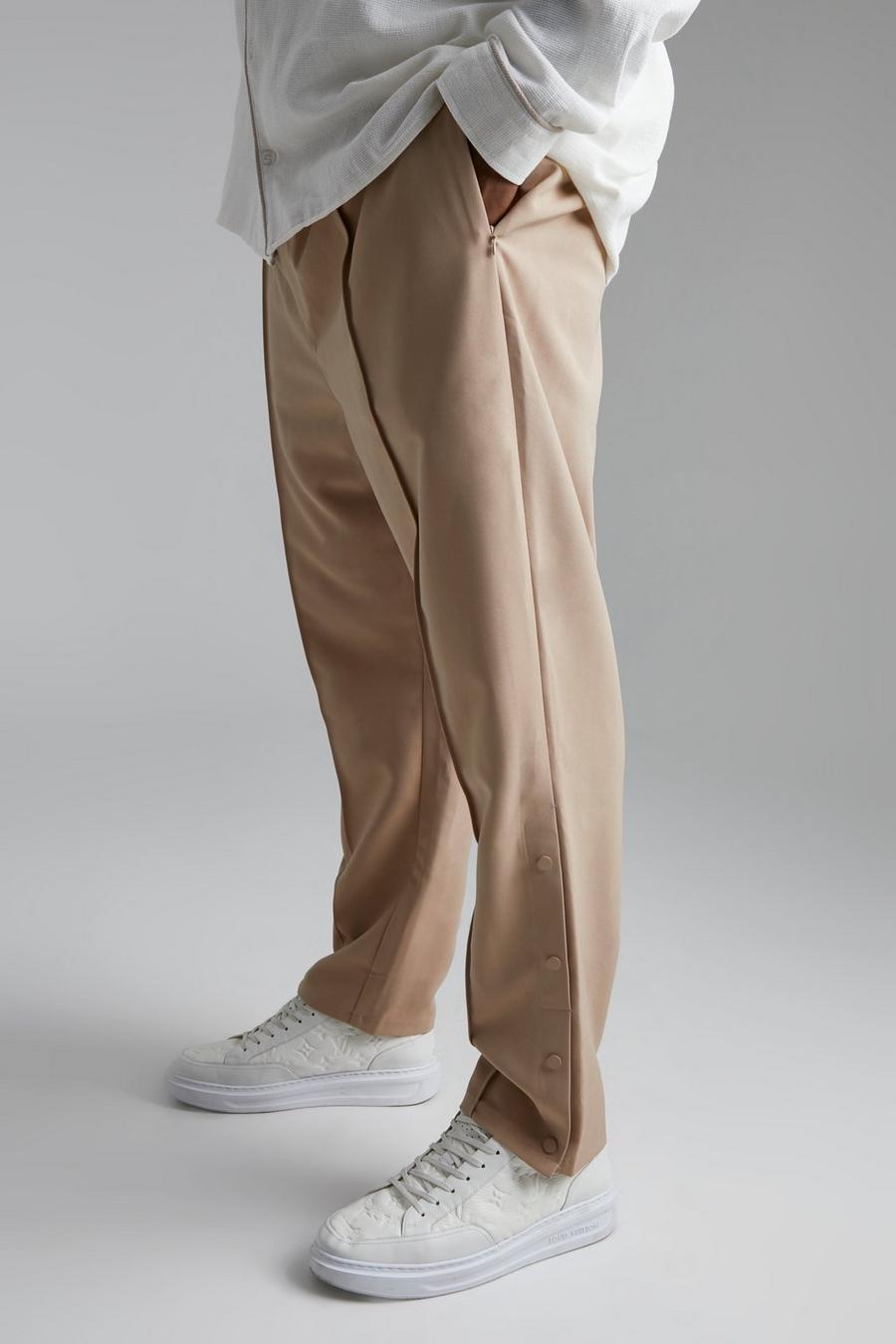 Stone Plus Popper Detail Tapered Trouser image number 1