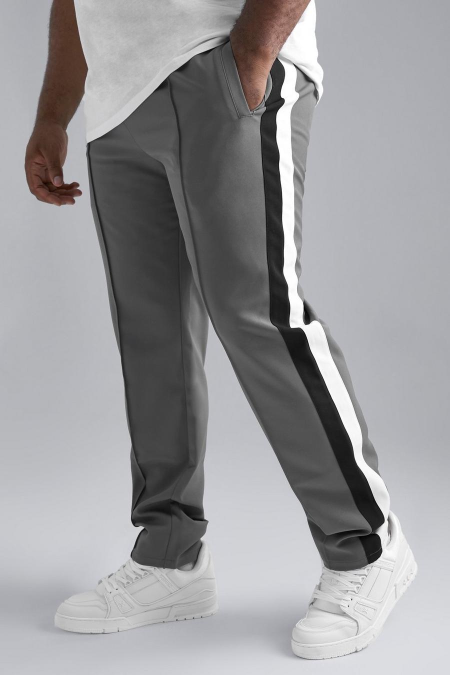 Pantalón Plus entallado con estampado universitario, Dark grey gris