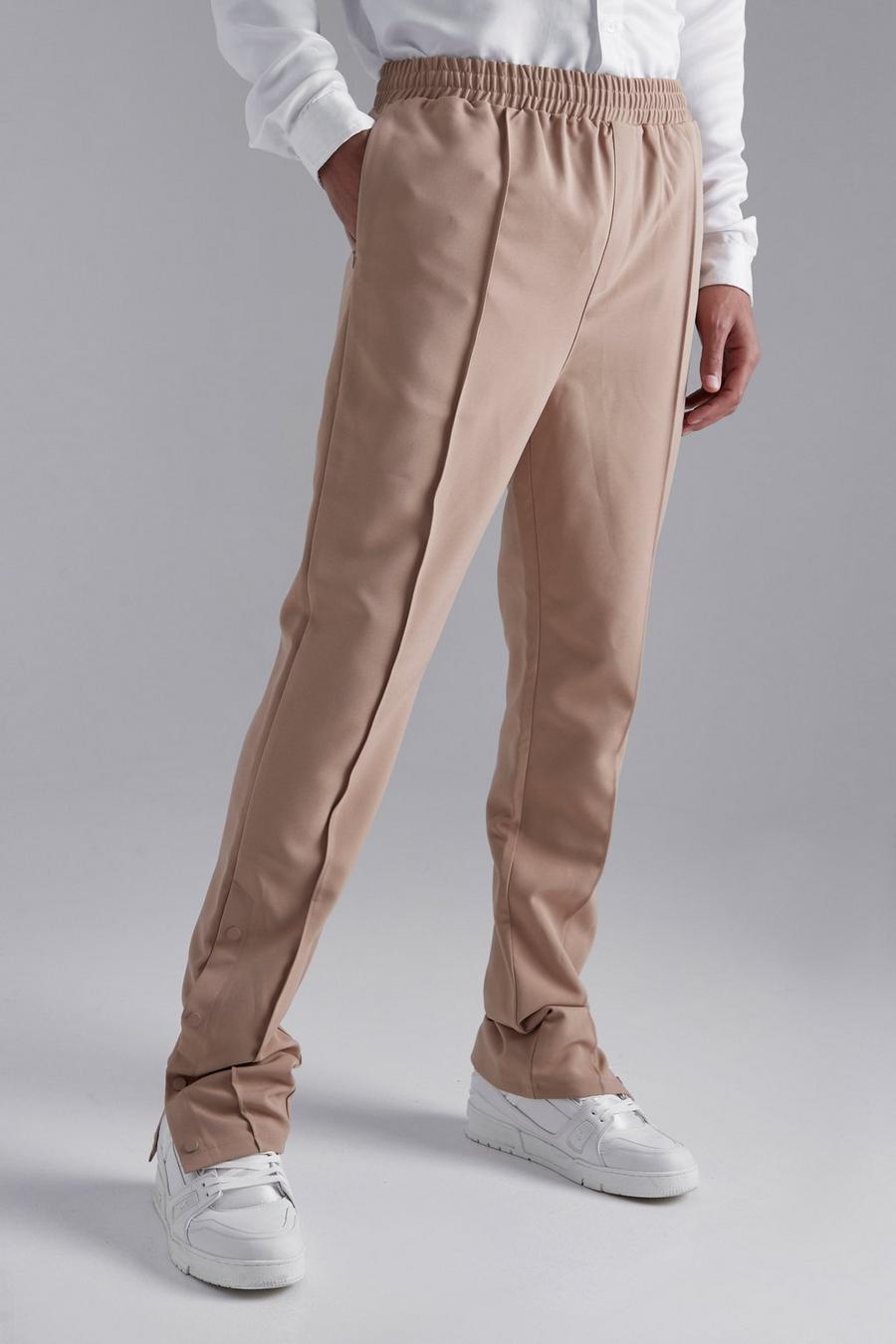 Stone beige Tall Popper Detail Tapered Trouser image number 1