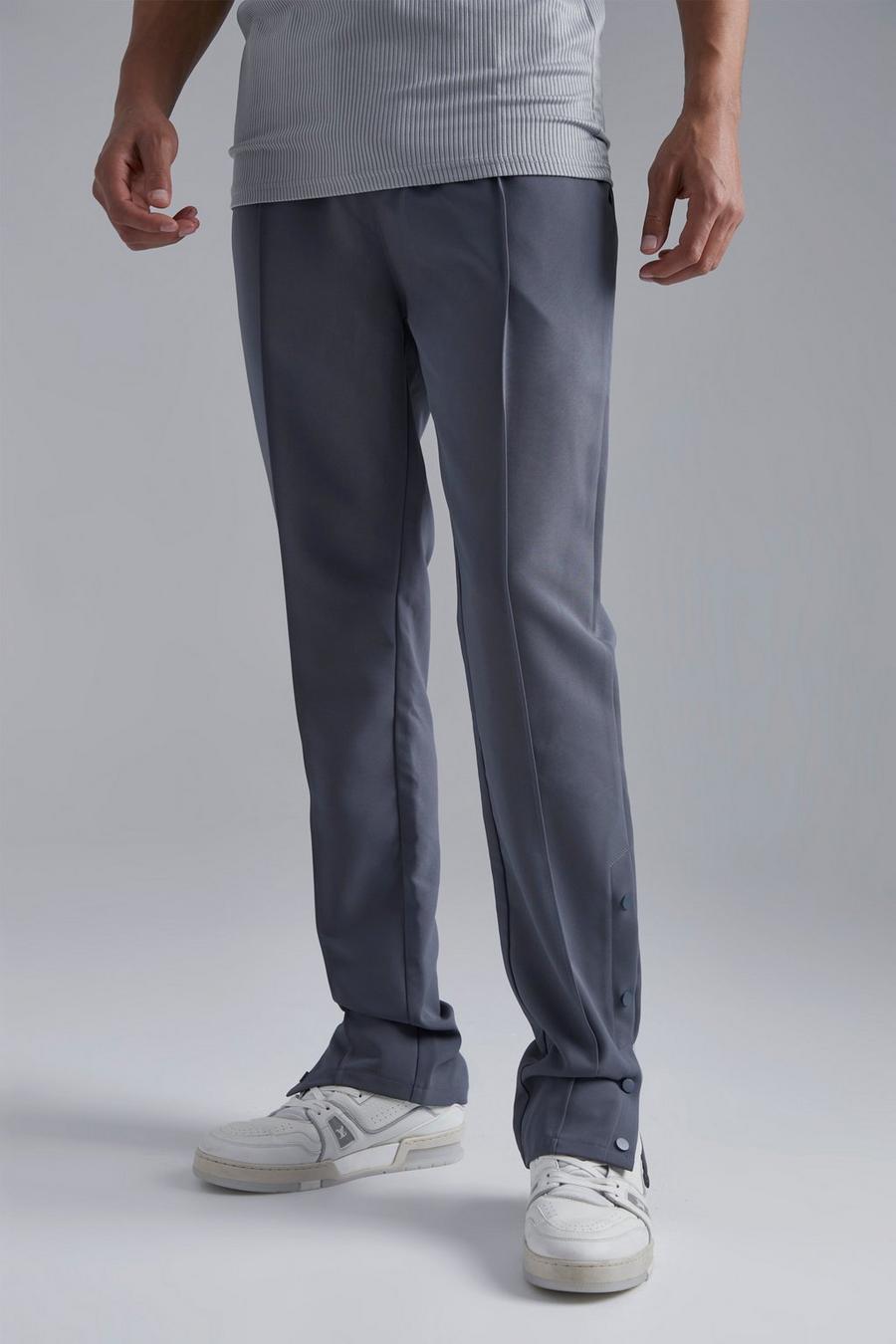 Grey Tall Popper Detail Tapered Trouser