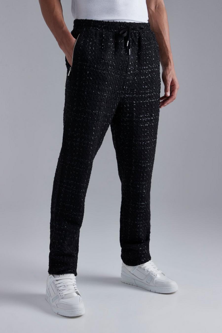 Black Tall Tapered Boucle Trouser image number 1