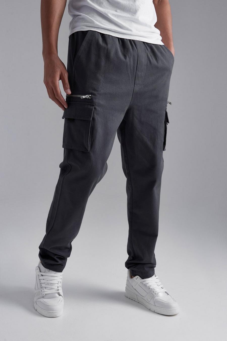 Tall Slim Fit Twill Zip Pocket Cargo Trouser