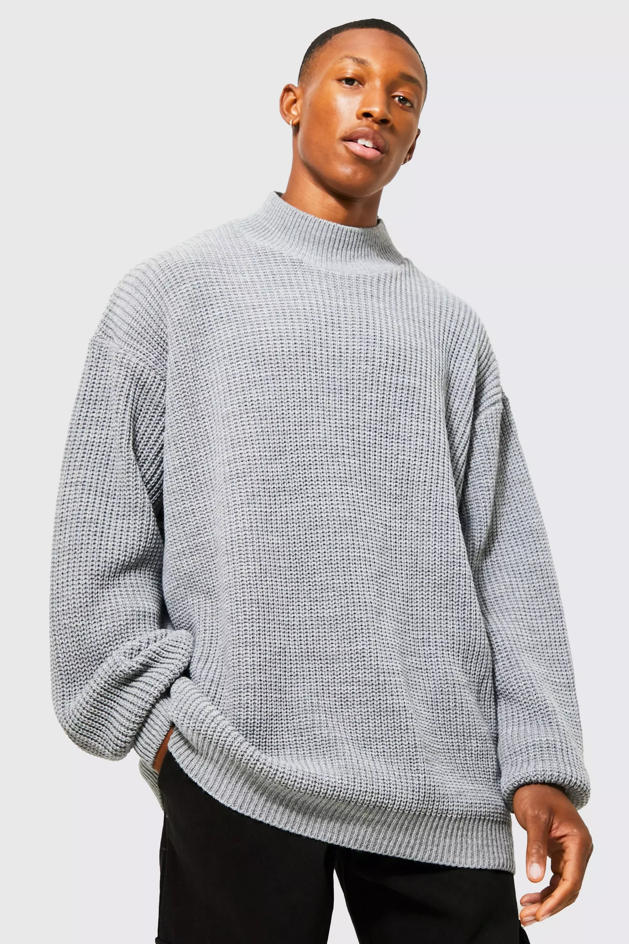 Oversized grey hot sale jumper mens