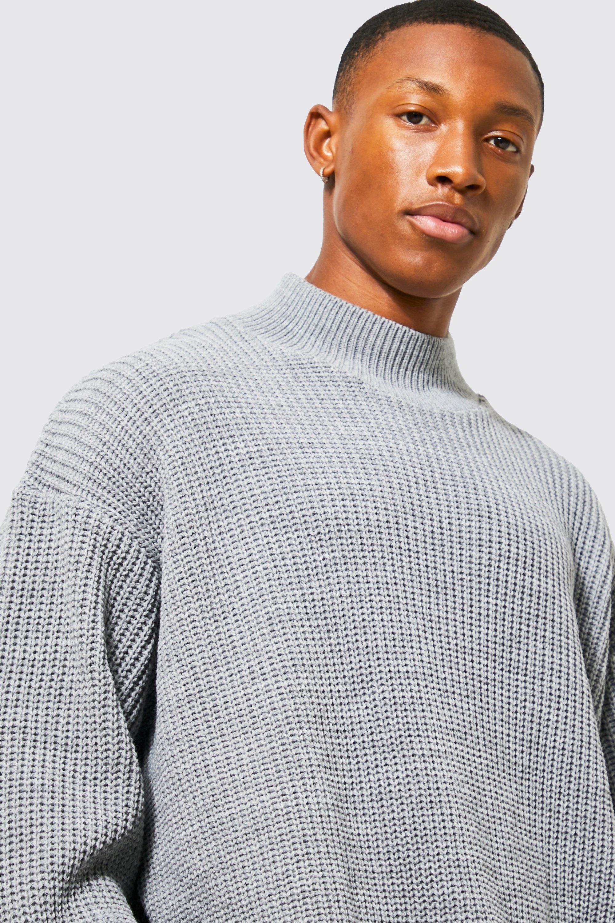 Boxy Boucle Knit Extended Neck Jumper