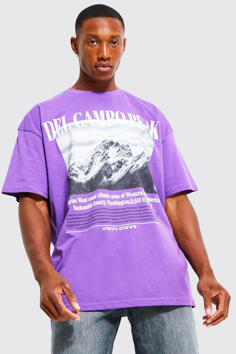 Purple Oversized Mountain Graphic T-shirt image number 1