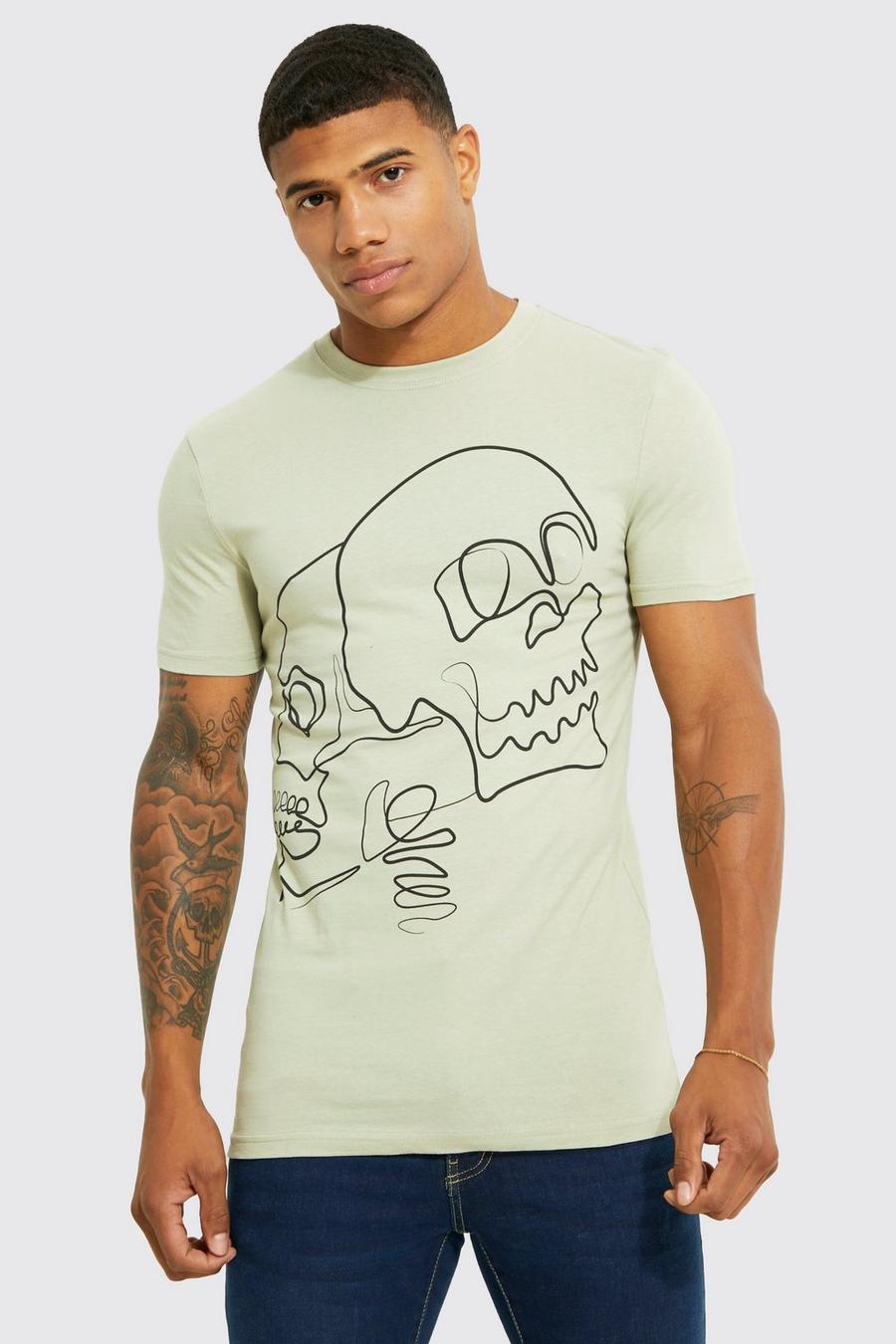 Sage Muscle Fit Skull Graphic  T-shirt image number 1