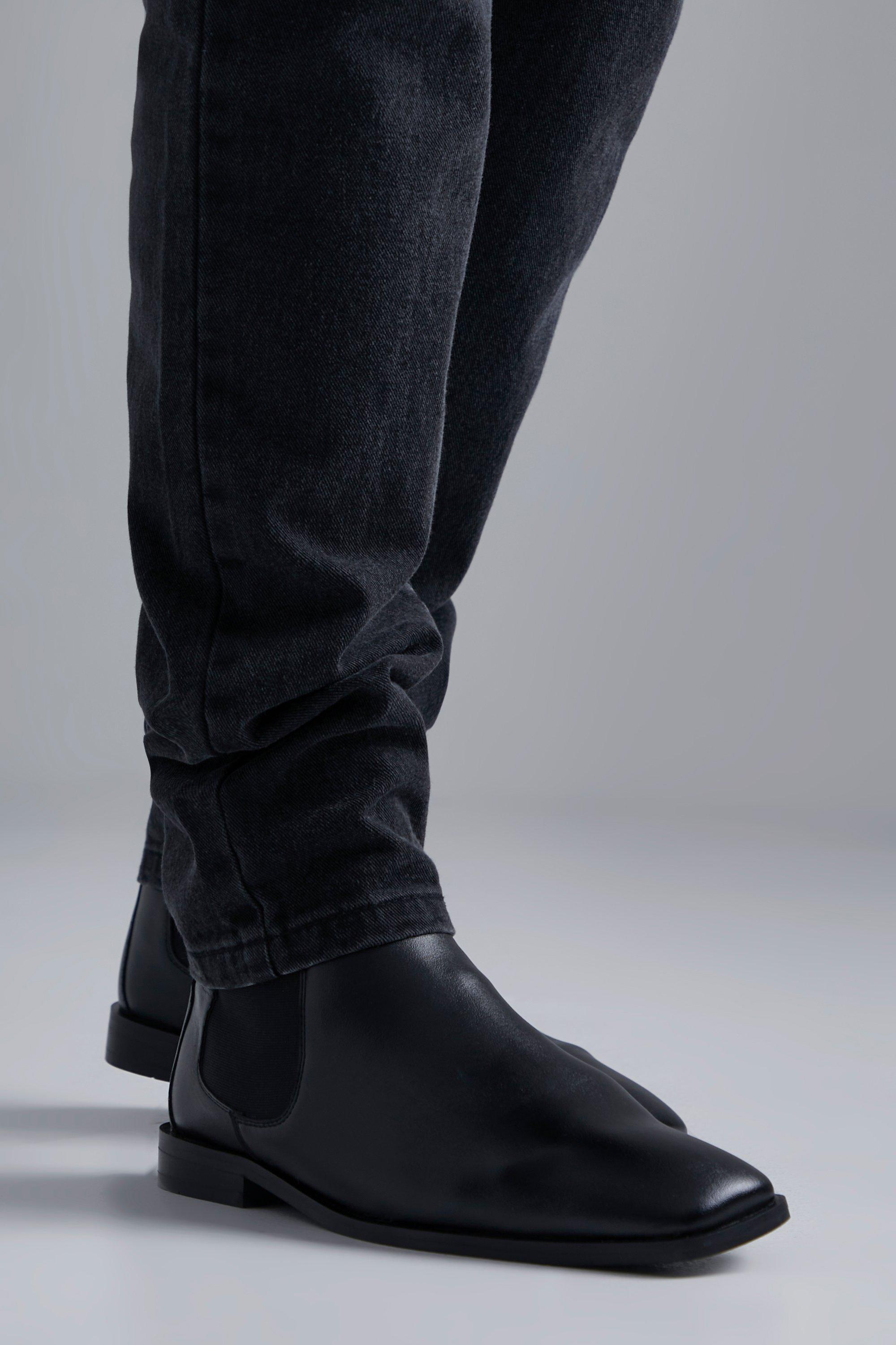 Mens square shop toe dress boots