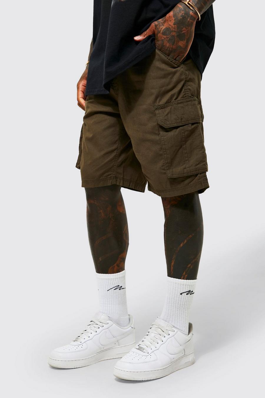 Khaki Relaxed Fit Cargo Short image number 1