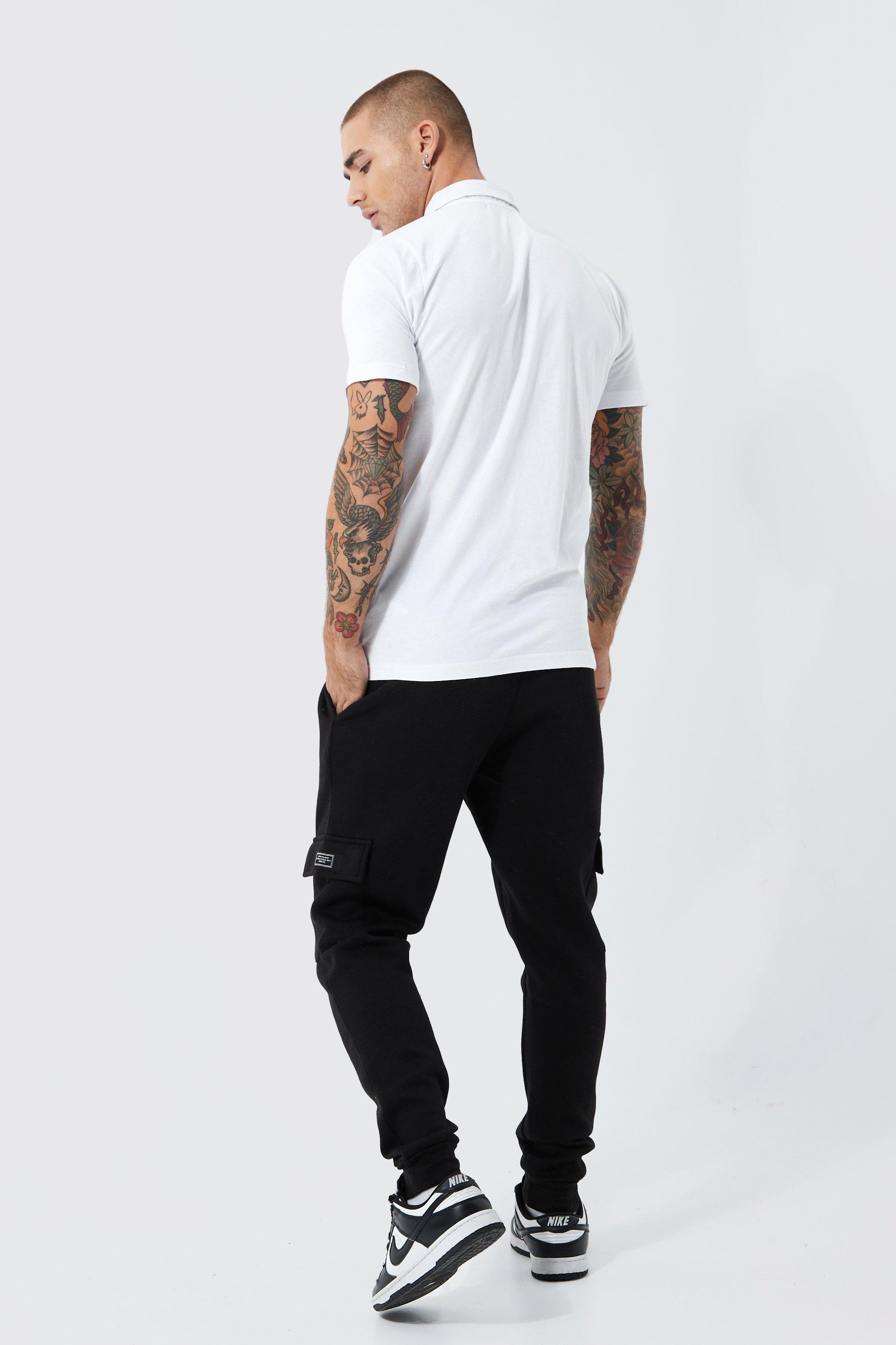 Slim Fit 1/4 Zip Cargo Polo And Jogger Set | boohoo