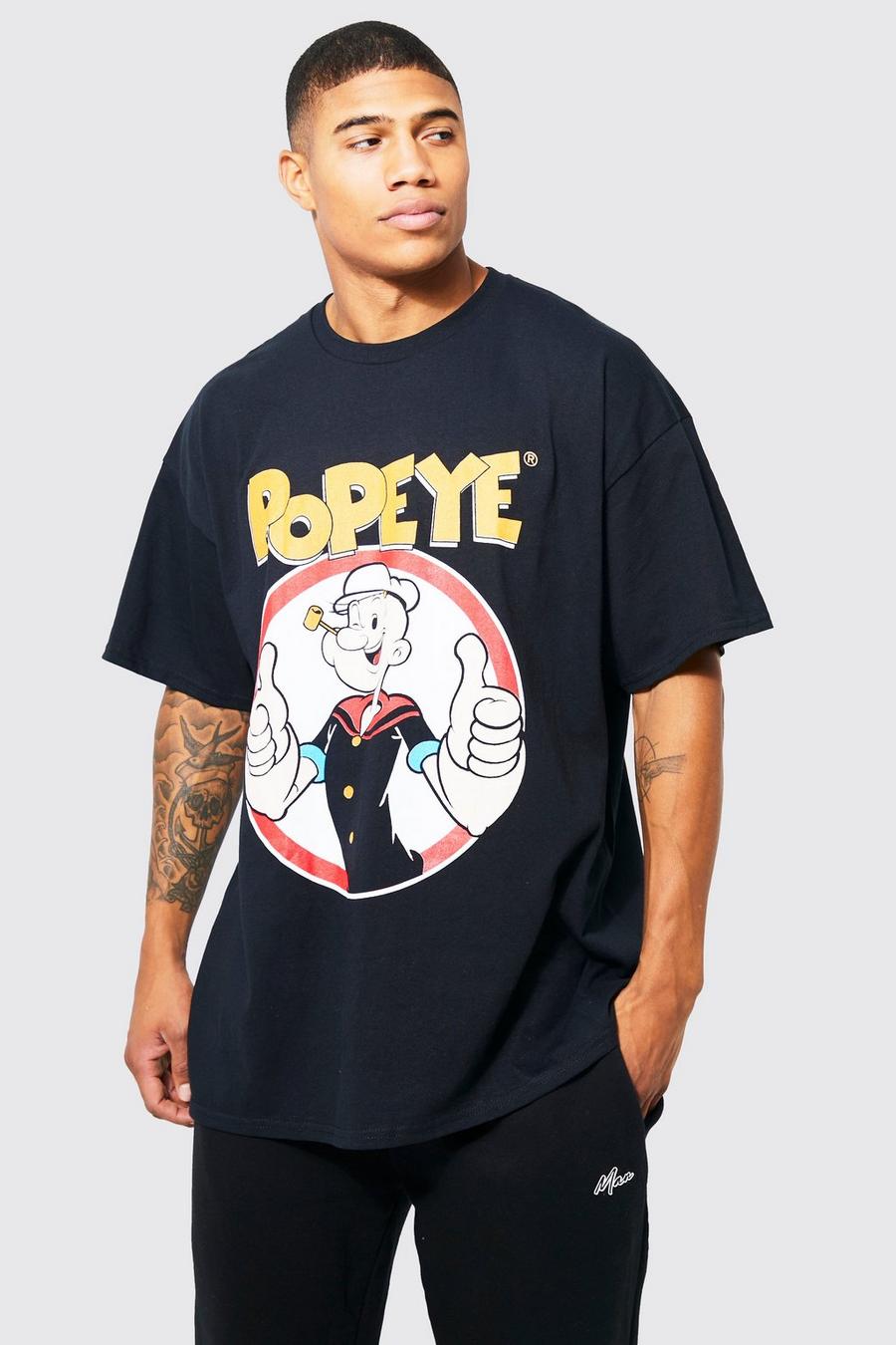 Black Oversized Gelicenseerd Pop Eye T-Shirt image number 1