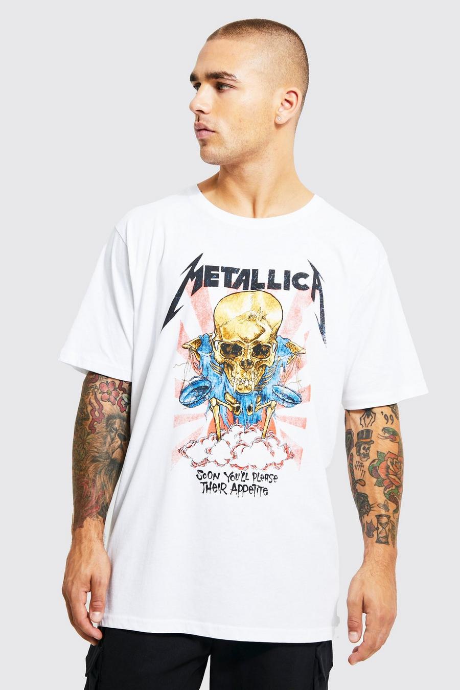 White Oversized Metallica License T-shirt image number 1
