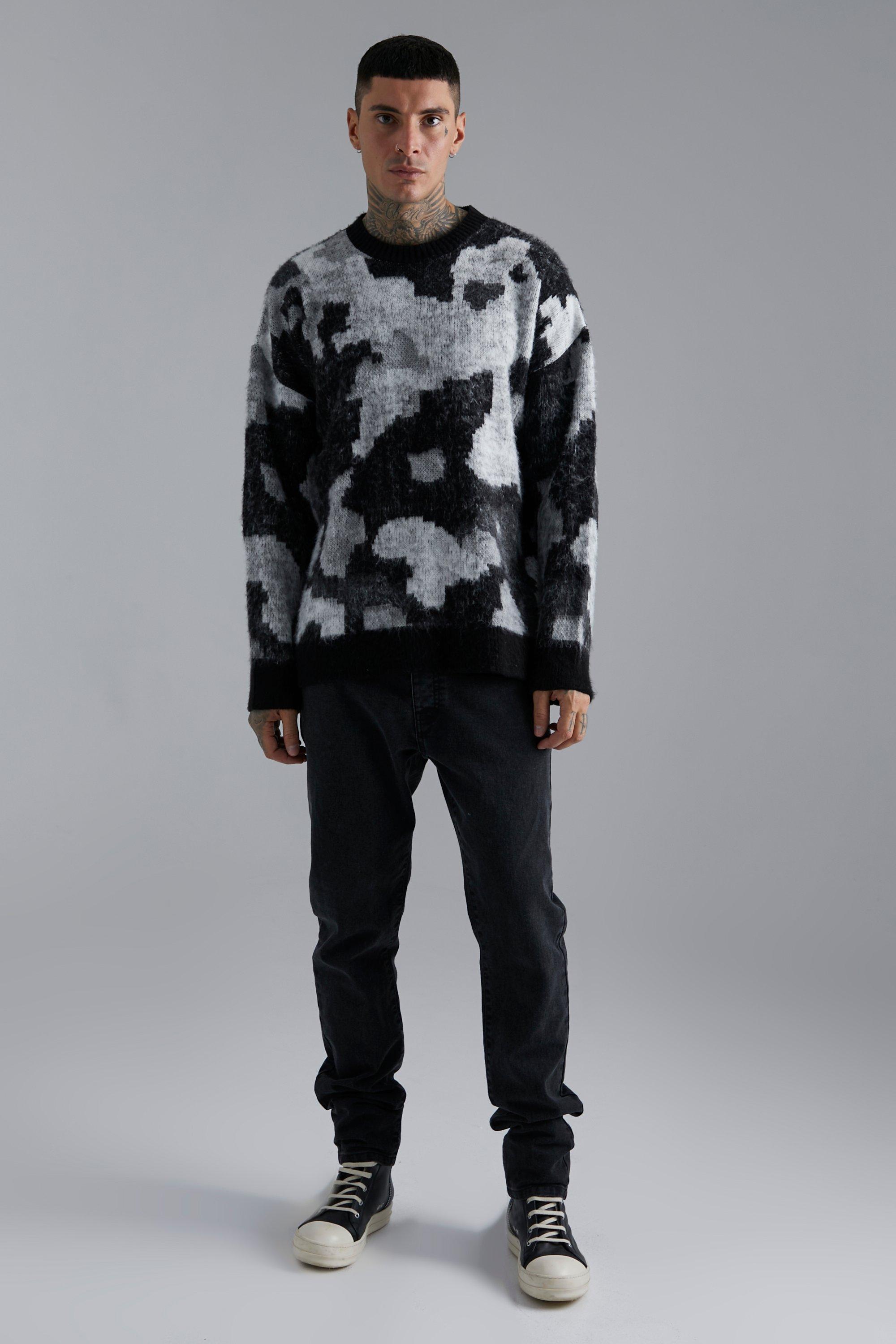 Oversized Brushed Camo Knitted Jumper