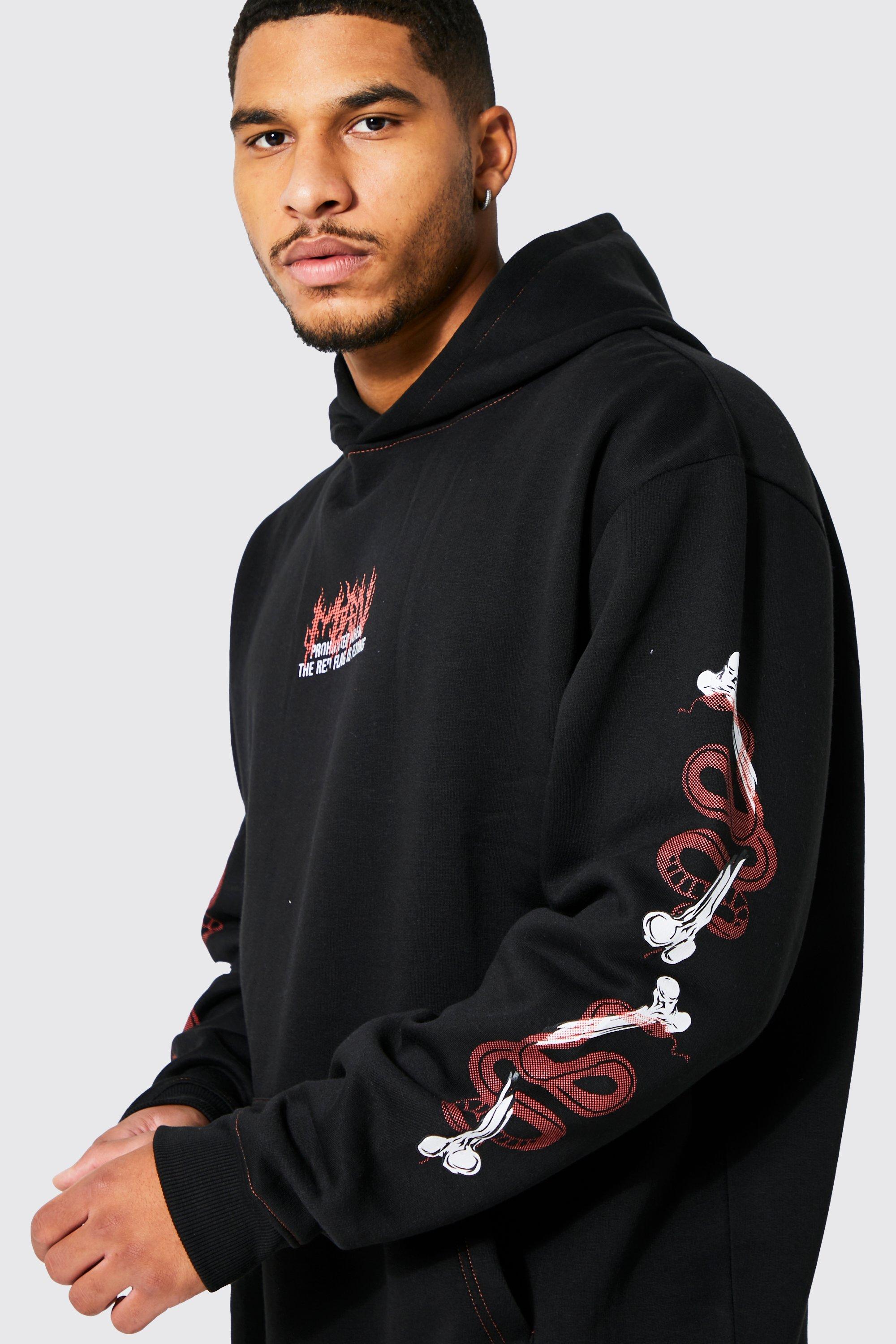 Mens black graphic outlet hoodie