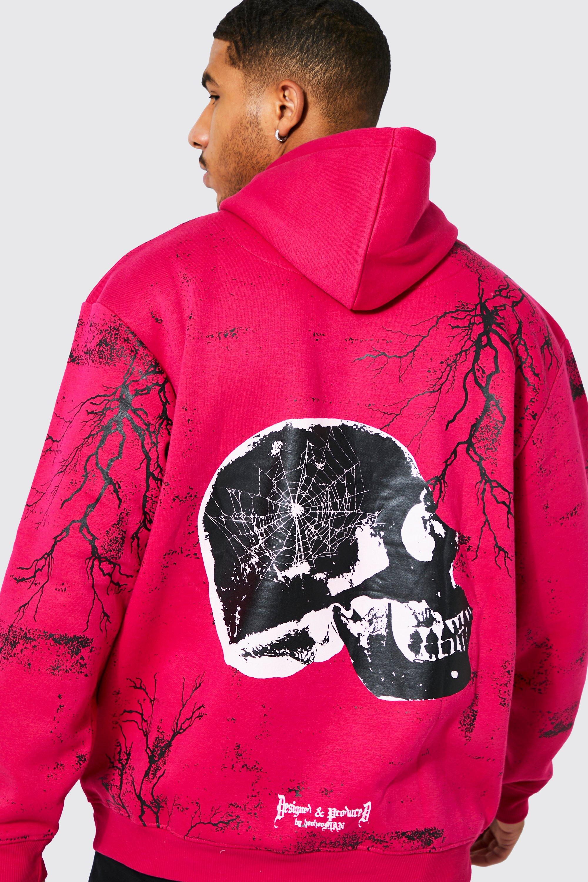 Pink skull hoodie on sale