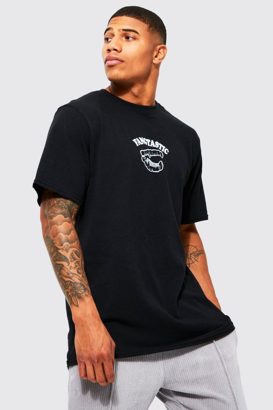 Black noir Tall Oversized Extended Neck Slogan T-shirt