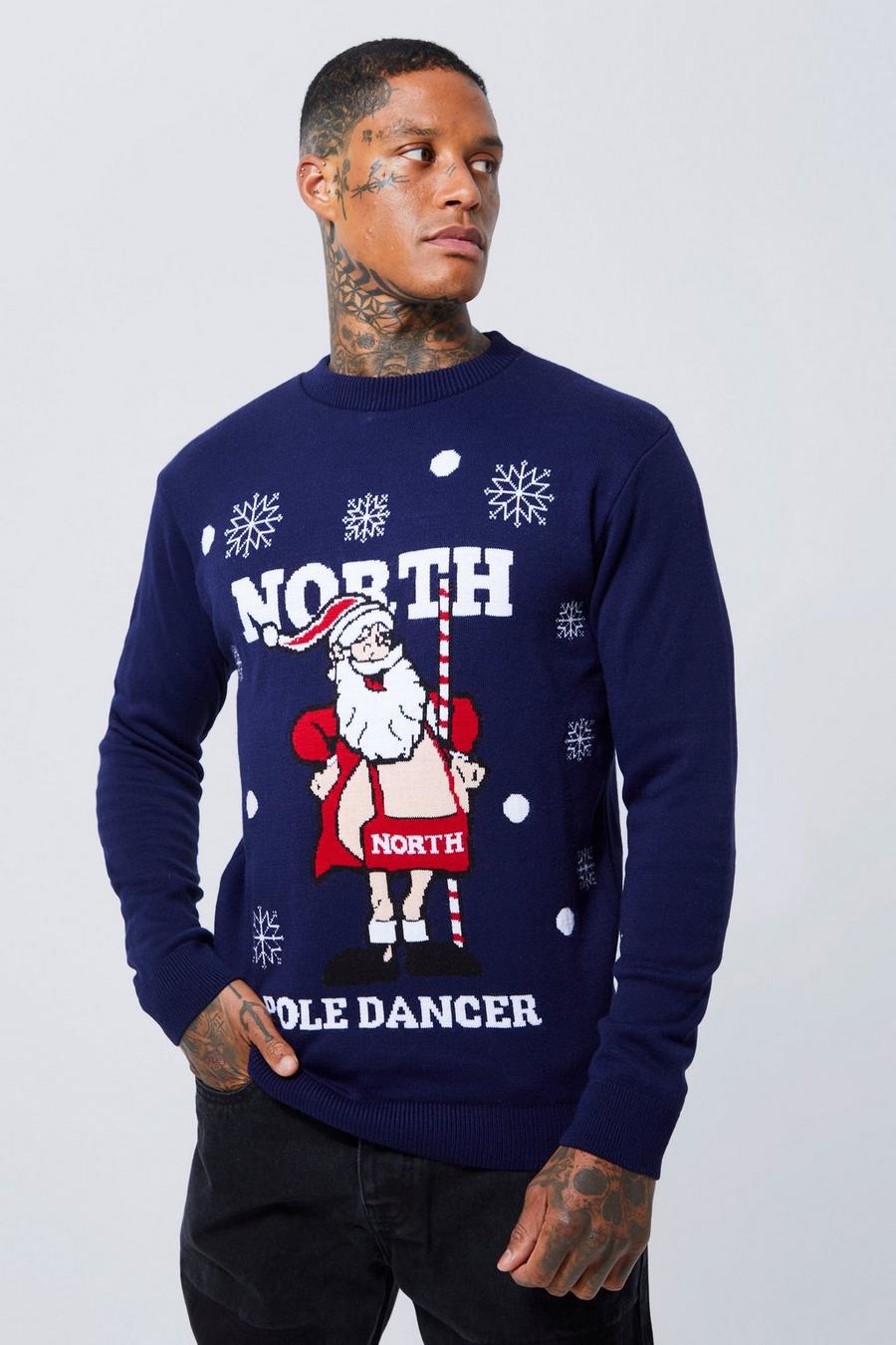 נייבי סוודר לחג המולד עם כיתוב North Pole Dancer image number 1