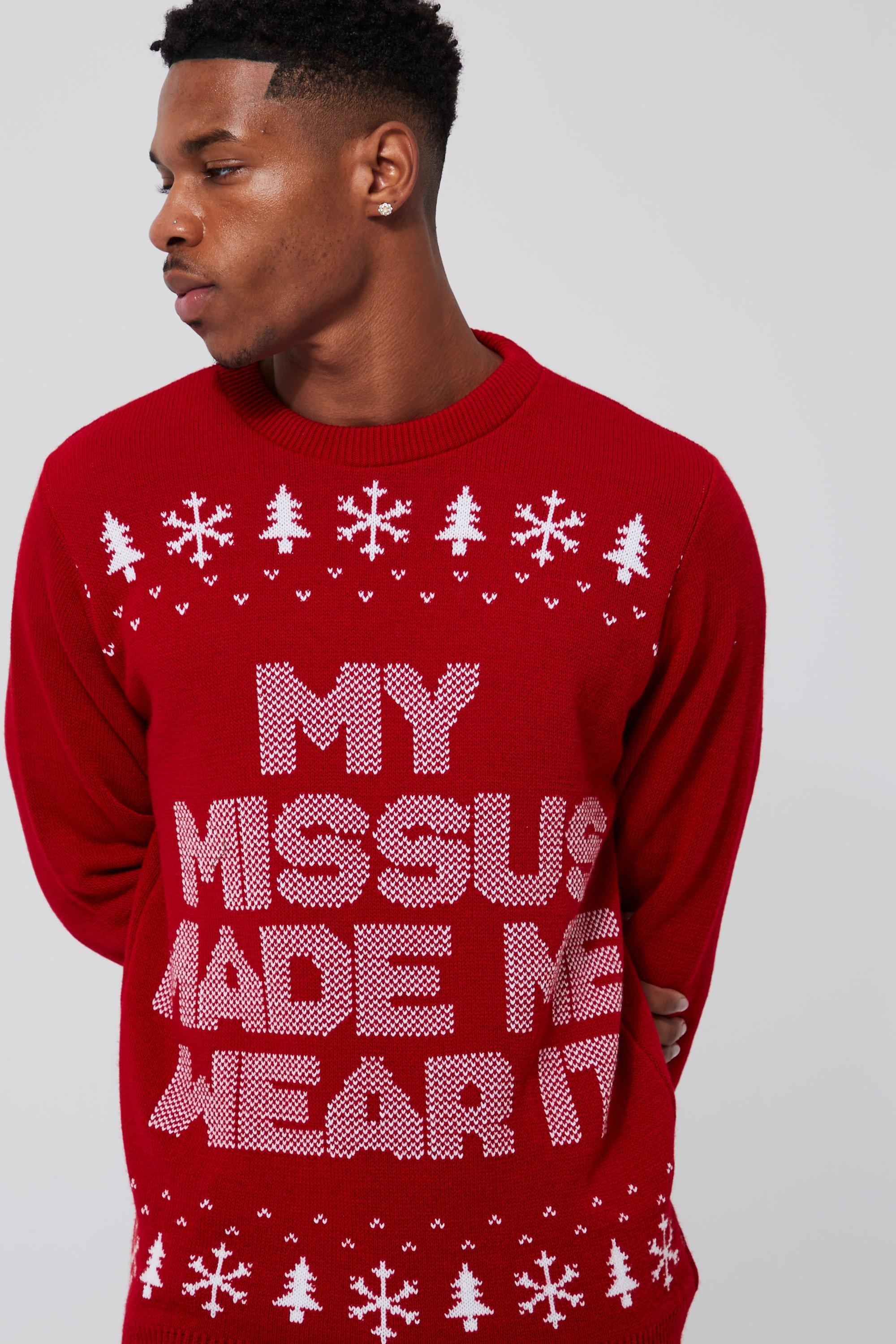 Men s My Missus Made Me Wear It Christmas Jumper Boohoo UK