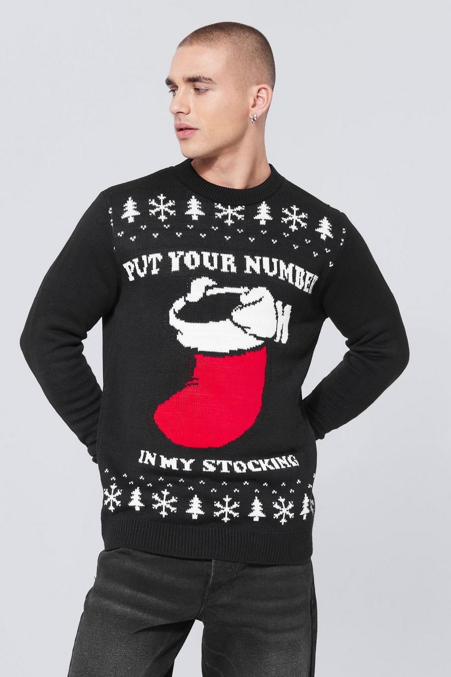 Black Number In My Stocking Christmas Jumper image number 1