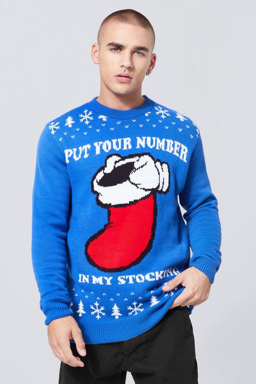 Blue Number In My Stocking Christmas Jumper image number 1