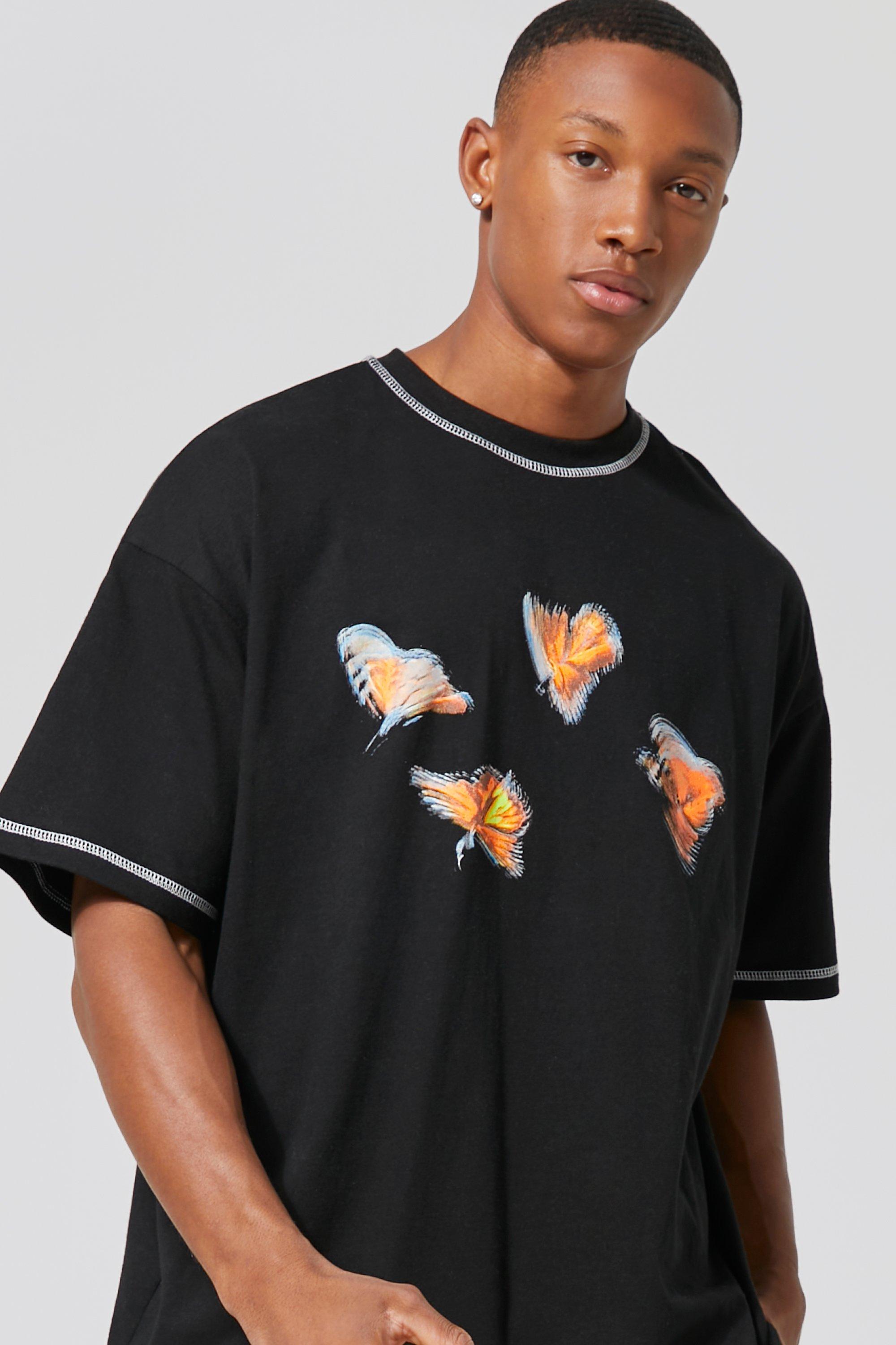 T shirt oversize imprim papillon boohoo