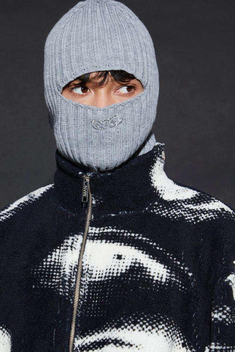 Grey Ofcl Embroidered Knitted Balaclava