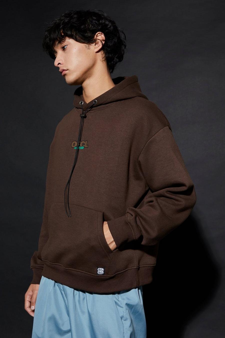 Brown Boxy Ofcl Hoodie image number 1